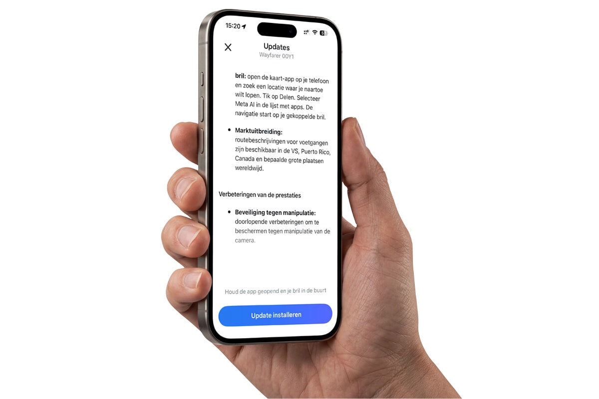 Telefoon met de Meta-update over manipulatie