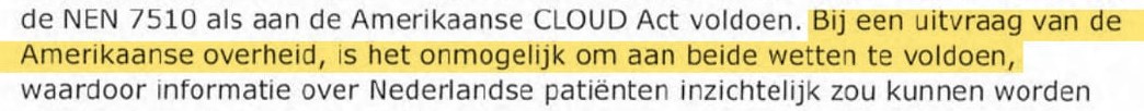Drie regels uit de nota van VWS, met de zin over beide wetten geel gemarkeerd